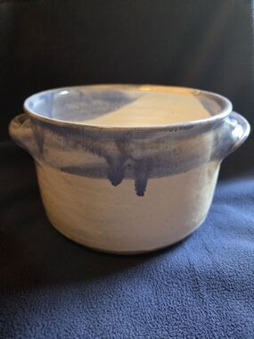 Signed Artisan Pottery Bowl – Blue & Cream Glaze (“Bear ’88”)